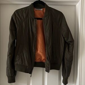 Vince Olive Quilted Bomber Jacket